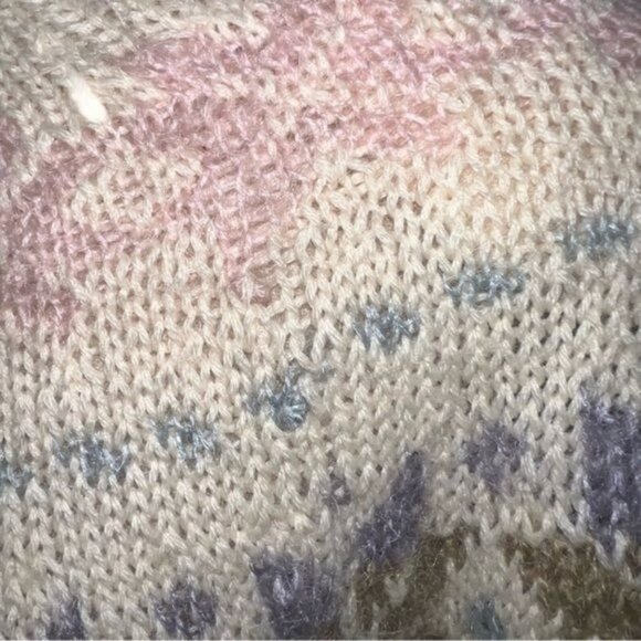 Studio Michelle Stuart Sweater Womens M Teal Mohair Wool Blend Hand Knit Nordic - Picture 5 of 12